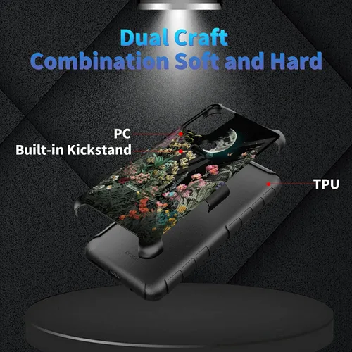 Vista 250 de Funda para AT&T Maestro Max 2021/Cricket Ovation 2 con protector de pantalla de vidrio templado, funda resistente con función atril integrada