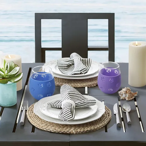 Vista 3 de Hyperspace Copa de vino sin tallo de 20 onzas, vaso para bebidas con funda protectora de silicona (carcasa azul y púrpura)