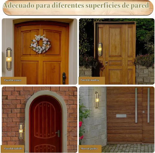 Vista 4 de Dreyoo - Timbre de puerta de metal iluminado con botón, estilo retro