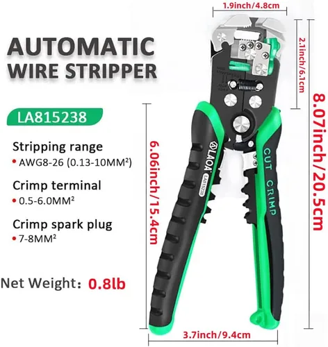 Vista 2 de LAOA Herramienta pelacables automática, pelacables autoajustable y engarzadora, cortador de alambre eléctrico 8-26 AWG para electricistas