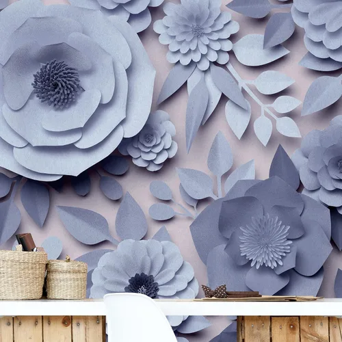 Vista 51 de NWT Calcomanía removible de pared/mural blanco pastel azul margarita, naturaleza, desierto, arte digital, arte moderno, decorativo, floral