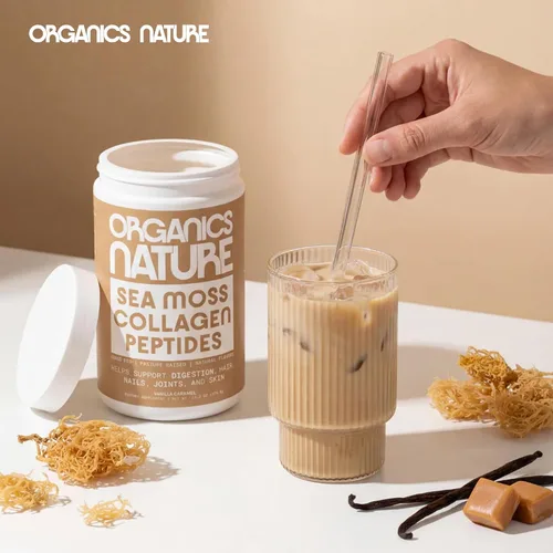 Vista 8 de ORGANICS NATURE Polvo de péptidos de colágeno con sabor a caramelo de vainilla y musgo marino irlandés Colágeno hidrolizado de origen natural