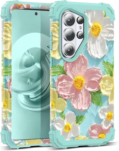Vista 35 de Funda para Galaxy A14 5G Case, Patrón Floral 3 en 1 Protección Resistente de Servicio Pesado a Prueba de Golpes Parachoques de Goma de Silicona