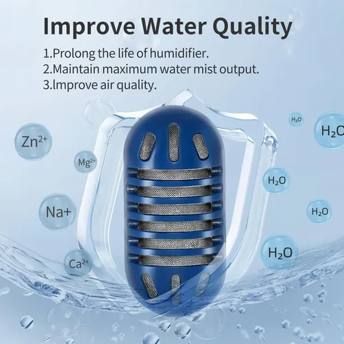 Vista 4 de Paquete de 12 cartuchos de desmineralización para humidificador compatible con HoMedics Total-Comfort, tabletas de desmineralización y filtro