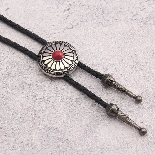 Vista 419 de Jeilwiy Corbata de bolo para hombre, corbata de vaquero occidental, collar de corbata de bolo dorado, corbata de cuero, corbata de Halloween
