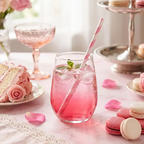 Vista 2 de PakTalk Paquete de 100 pajitas de papel rosa bebé para beber, desechables y biodegradables para cumpleaños, bodas, baby showers
