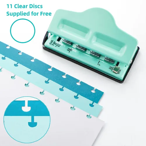 Vista 8 de Gocreate Mint Planner Hole Punch 11 discos de encuadernación suministrados ajustable para planificadores felices encuadernados en disco, perfora tu