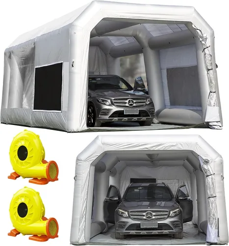 Vista 9 de OZIS Cabina de Pintura Inflable de 10.8x8.2x7.2 Pies con Sistema de Filtro de Aire Cabina de Pulverización Portátil con Soplador para Pintura DIY