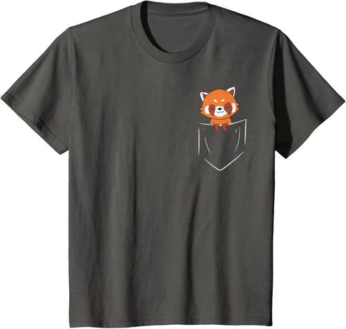 Vista 40 de Funny Red Panda In Pocket - Camiseta con bolsillo, Negro, S