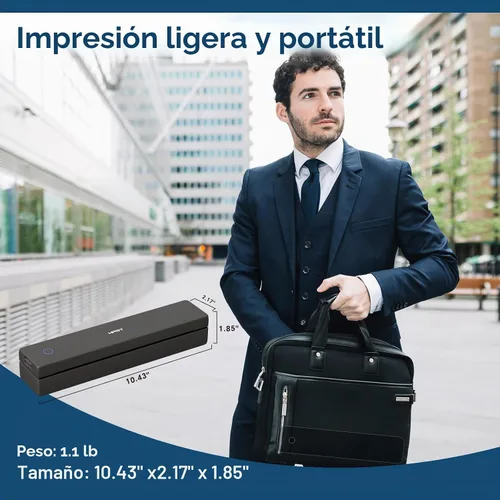 Vista 2 de HPRT Impresora térmica portátil de viaje sin tinta y 10 hojas negro mate