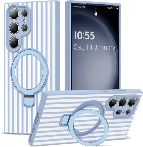 Vista 16 de SKYLMW - Funda para Samsung Galaxy S23 con soporte, 6.1 pulgadas, color negro Soporte de anillo magnético, compatible con Mag-Safe, funda