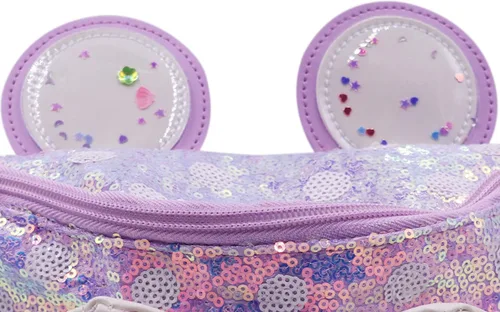 Vista 4 de Riñonera con lentejuelas con purpurina para niñas, cinturón ajustable, lindo gato, deportivo, bolsa de viaje para niños y adolescentes