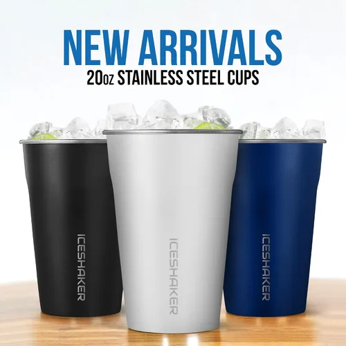Vista 8 de Ice Shaker Vaso de 26 onzas, botella de agua aislada con popote, botella de acero inoxidable, como se ve en Shark Tank, botella de agua con pajita