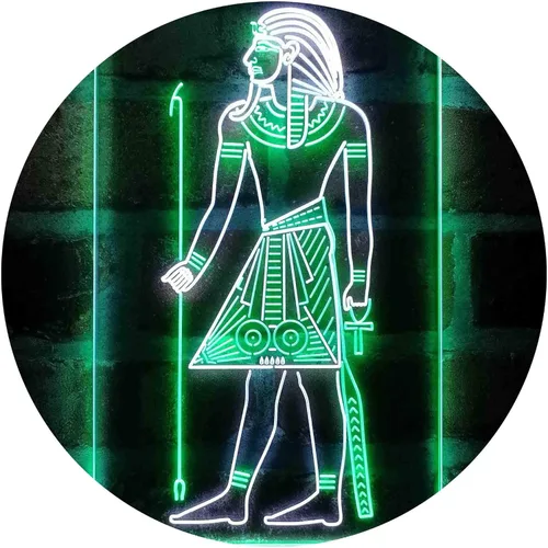 Vista 19 de ADVPRO Pirámides egipcias Antiguo Egipto Menes Faraón Hombre Dual Color LED Neon Sign Azul y Rojo 8 x 12 pulgadas st6s23-i4050-br