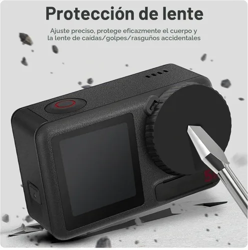 Vista 7 de FiTSTILL Protector de pantalla de vidrio templado con tapa de lente de silicona para DJI Osmo Action 4, dureza Ultra HD 9H, resistente a