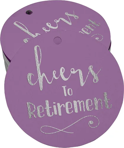 Vista 30 de Etiquetas de papel para colgar con texto en inglés "Cheers to Retirement Wall" (50 unidades)