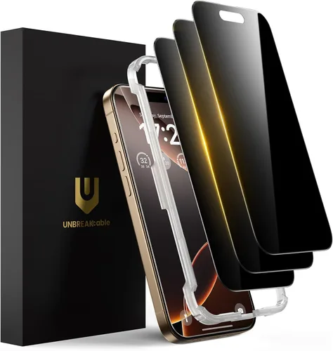Vista 13 de UNBREAKcable Protector de pantalla de privacidad para iPhone 15-3 Pack