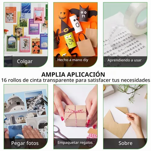 Vista 6 de Cayxenful 12 rollos de repuesto de cinta transparente, cinta transparente, cinta de envoltura de regalo de 3/4 pulgadas x 1000 pulgadas, rollos