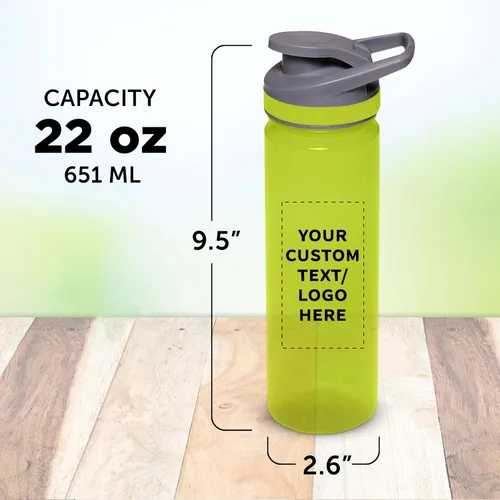 Vista 6 de DISCOUNT PROMOS Botellas de agua deportivas personalizadas de 22 onzas. Juego de 10/50/100, paquete a granel personalizado, reutilizables, a prueba