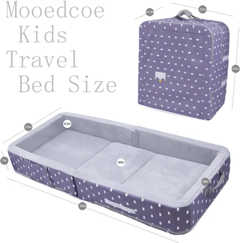 Vista 4 de Cama plegable para niños pequeños con lados, cama plegable para niños de 18 meses a 5 años (rectangular, corona)