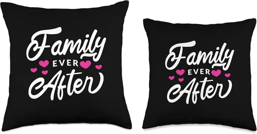Vista 3 de Family Ever After - Proud Adoption Quote Adopted Saying Throw Pillow