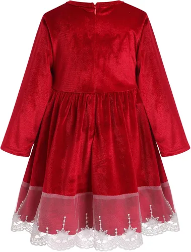 Vista 6 de ODIZLI Vestido de terciopelo para niñas pequeñas, manga larga, volantes, ropa de otoño e invierno