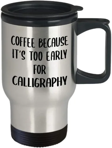 Vista 2 de Gifts for Calligraphy Lover Travel Mug Insulated Coffee Tumbler - Calligrapher Writing Lettering Visual Art Design Artist Hobby Passion Hobbyist