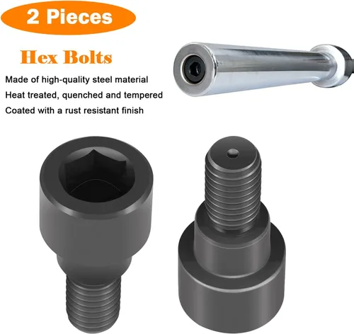 Vista 5 de Pernos hexagonales aptos para barras de juegos olímpicos, barras de rizo, tríceps, mancuernas (paquete de 2)