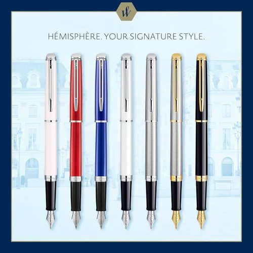 Vista 7 de Waterman - Pluma estilográfica negra con embellecedor dorado Hemisphere, Negro y Dorado