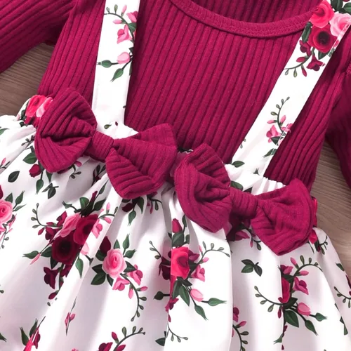 Vista 102 de Unutiylo Ropa de bebé recién nacida prematura con tirantes, traje de otoño e invierno, traje de manga larga con volantes