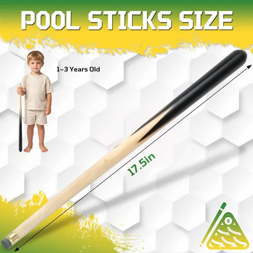 Vista 2 de Wooden Short Pool Cue Stick, Mini Pool Cue for Beginners