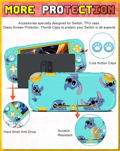 Vista 5 de Xinocy for Nintendo Switch Lite 7 in 1 Storage Accessories Kit with Travel Carrying Case+Switch Lite Protective Cover+Game Case