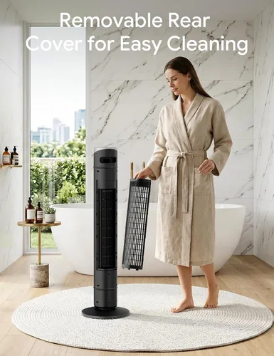 Vista 16 de ZAFRO Ventilador de torre inteligente para dormitorio, ventilador de torre oscilante de 120°, 28 pies/s de alta velocidad, 12 velocidades, 4 modos