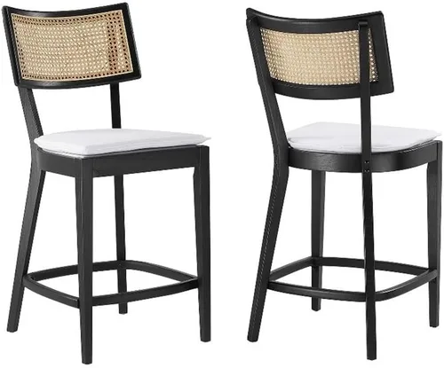 Vista 11 de Modway Taburetes de madera Caledonia - Juego de 2 taburetes en negro y beige Negro Beige