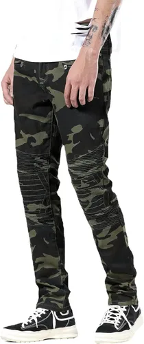 Vista 3 de Liuhond Skinny Slim Fashion - Jeans elásticos de motociclista de Hip Hop con agujeros rectos rasgados