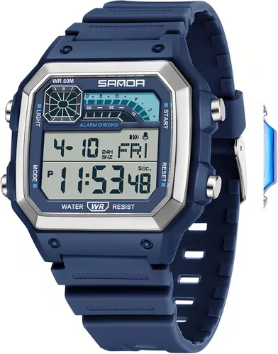 Vista 11 de Gosasa Unisex Square Transparent Digital Watch with Chronograph Timer A Blanco