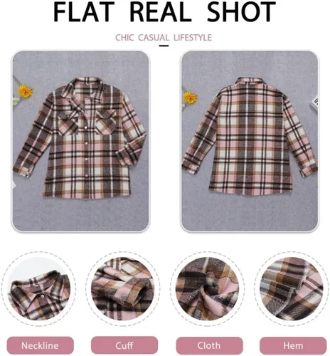 Vista 9 de ZOLUCKY Chaqueta de manga larga con botones para mujer, talla grande, blusas
