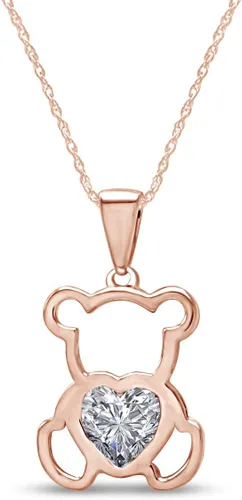 Vista 37 de Collar con colgante de oso de peluche con piedra natal para mujer Simulated Alexandrite