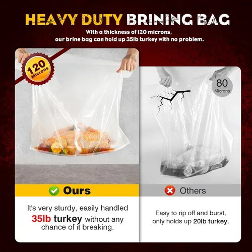 Vista 3 de Bolsas de salmuera para pavo, paquete de 3, 26 x 22 pulgadas, bolsa de salmuera extra grande con capacidad para hasta 35 libras, bolsa de salmuera