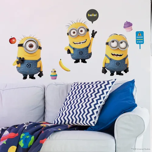 Vista 5 de RoomMates RMK2081GM Despicable Me 2 Minions 12 pulgadas x 48.5 pulgadas, calcomanías de pared gigantes gigantes amarillas, 11 piezas (paquete de 4)