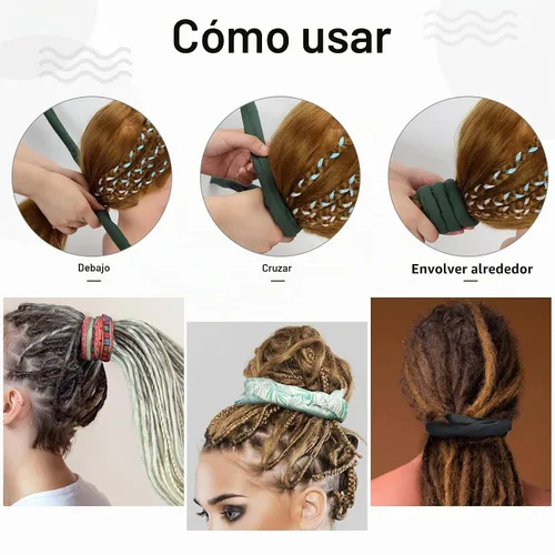 Vista 3 de Dingion 9 ligas en espiral para el cabello grueso y largo para rastas