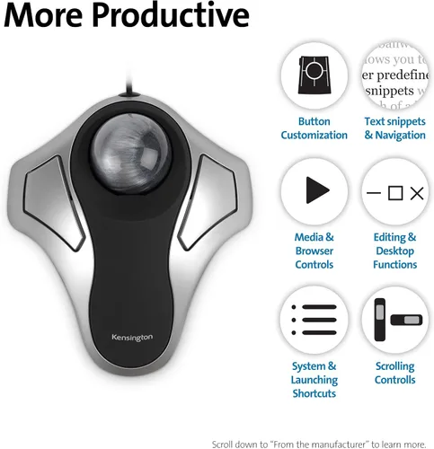 Vista 5 de Kensington Orbit Trackball Mouse (K64327F), color plateado y negro