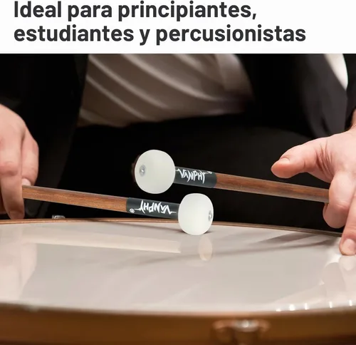 Vista 6 de Timbal, mazo de lana de fieltro de tambor, mango de arce, instrumento de percusión, accesorios para marimba, xilófono, glockenspiel, ideal