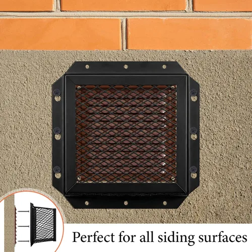 Vista 6 de Pasimy 1 protector de ventilación universal de acero inoxidable negro de 7 pulgadas de largo x 7 pulgadas de ancho x 5 pulgadas de alto, cubierta