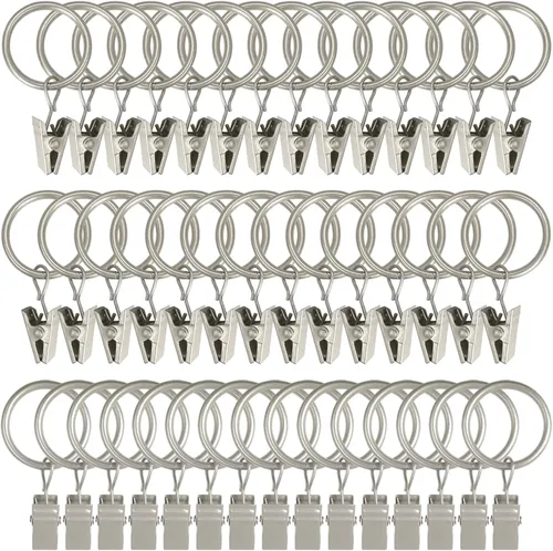 Vista 13 de WeeksEight Paquete de 44 anillos de cortina negros con clips, ganchos de cortina, ganchos de clip para colgar cortinas, lazos, sombreros, anillos