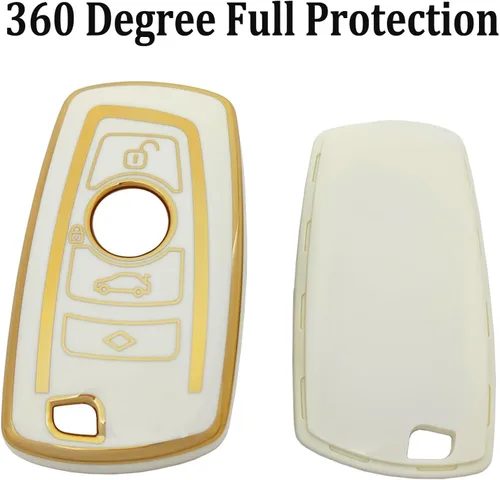 Vista 3 de Funda para llavero de BMW, TPU suave, protector para llavero, compatible con BMW 2, 3, 4, 5, 6, 7, series X3, X4, con llavero