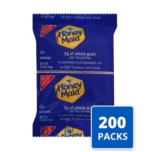 Vista 4 de Honey Maid Graham Crackers, bocadillos a granel para el almuerzo, 200 paquetes de bocadillos de 0.5 onzas