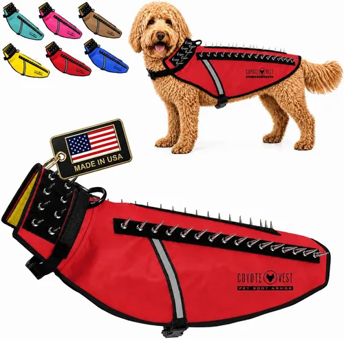 Vista 24 de CoyoteVest Chaleco Protector de Arnés para Perro, Accesorios Reflectantes para Perro con Picos para Proteger a tu Mascota de Ataques de Rapaces
