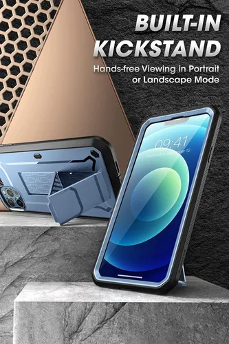 Vista 4 de SUPCASE Funda para iPhone 13 Pro con soporte y clip para cinturón (Unicorn Beetle Pro), [protector de pantalla integrado]