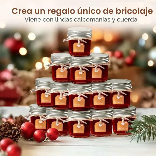 Vista 6 de ComSaf Frascos Mason Pequeños de 2 oz, 48 Piezas Mini Contenedores Mason, Frascos Pequeños para Conservas, Mini Frasco de Vidrio con Tapas